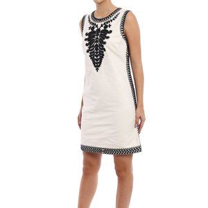 NWT Tory Burch Embroidered Sheath Dress, Color: Ivory/ Black,  Size 8